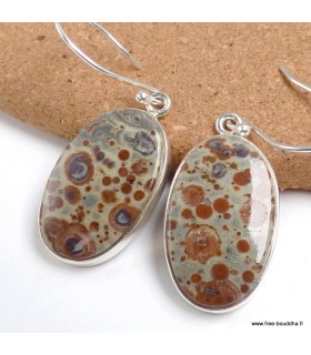 Boucles d’oreilles Jaspe Astéroïde authentique argent 925 pendantes