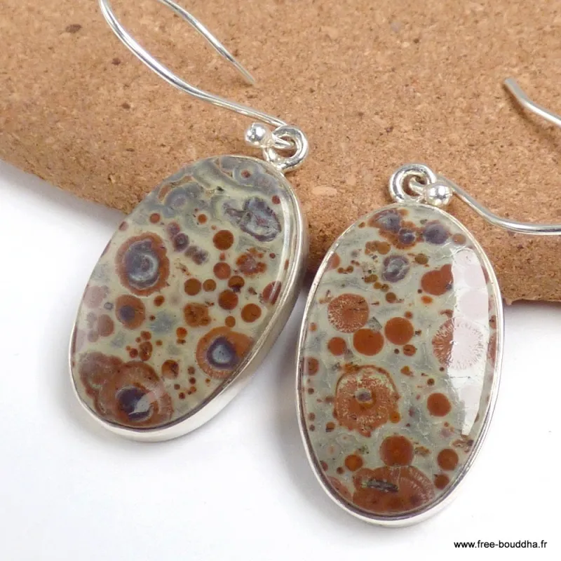 Boucles d'oreilles pendantes Jaspe Astéroïde - Bijoux en Jaspe