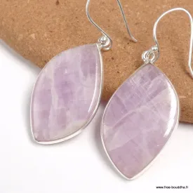 Boucles d'oreilles Kunzite naturelle forme libre - Boucles d'oreilles en pierres naturelles
