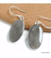 Boucles d’oreilles véritable Obsidienne noire argentée argent 925