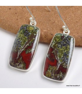 Boucles Jaspe Sang du Dragon authentique en argent 925