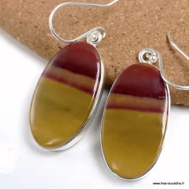 Boucles d'oreilles Jaspe Mokaïte ovales - Bijoux en Jaspe
