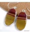Boucles d’oreilles Jaspe Mokaïte naturel argent 925 ovales