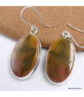 Boucles d’oreilles Jaspe Mokaïte Australie argent 925 ovales