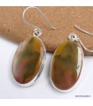 Boucles d’oreilles Jaspe Mokaïte Australie argent 925 ovales