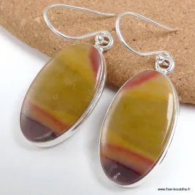 Boucles d'oreilles pendantes en Jaspe Mokaïte - Bijoux en Jaspe