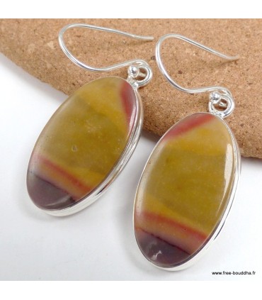 Boucles d’oreilles Jaspe Mokaïte ovales argent 925