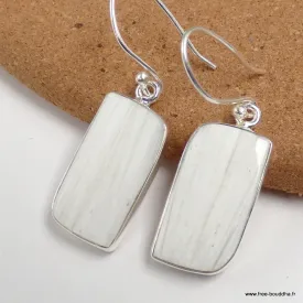 Boucles d'oreilles asymétrique Scolecite Blanche - Boucles d'oreilles en pierres naturelles