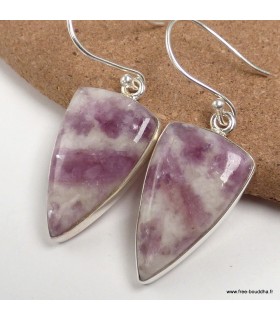 Boucles d’oreilles Tourmaline rose sur Quartz authentique argent 925