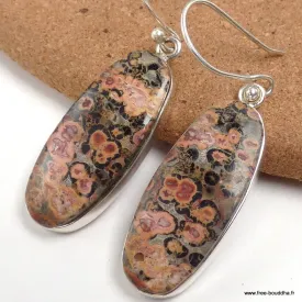 Boucles d'oreilles Jaspe Léopard ovales allongées - Bijoux en Jaspe