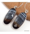 Boucles Agate noire facettée – Argent 925 certifié