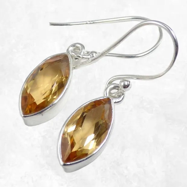 Boucles d'oreilles Citrine facettée marquise - Boucles d'oreilles en pierres naturelles