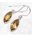 Boucles pendantes Citrine marquise facettée du Brésil argent 925