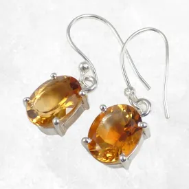 Boucles d'oreilles Citrine facettée ovale - Boucles d'oreilles en pierres naturelles