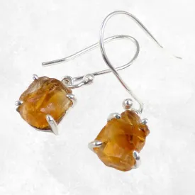 Boucles d'oreilles en Authentique Citrine naturelle brute - Boucles d'oreilles en pierres naturelles