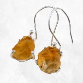 Boucles d'oreilles en Authentique Citrine brute serti griffes - Boucles d'oreilles en pierres naturelles
