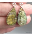 Boucles Labradorite brute argent 925, pierres naturelles certifiées