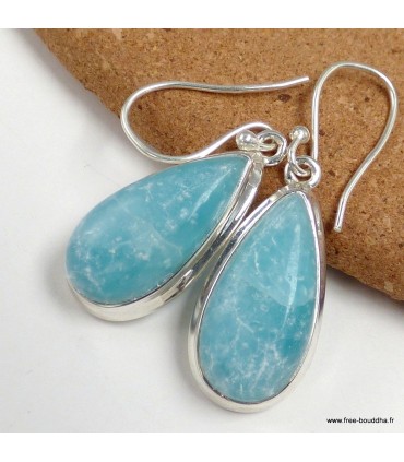 Boucles d’oreilles Smithsonite authentique goutte argent 925