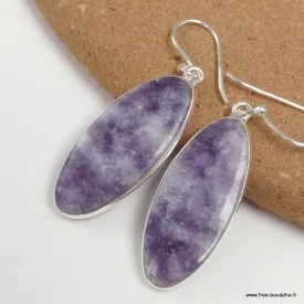 Boucles d'oreilles Lepidolite forme ovale - Bijoux en Lepidolite