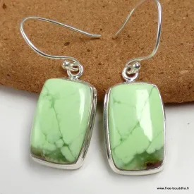 Boucles d'oreilles Chrysoprase citron rectangulaires - Bijoux en Chrysoprase