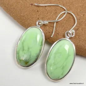 Boucles d'oreilles Chrysoprase citron ovales - Bijoux en Chrysoprase