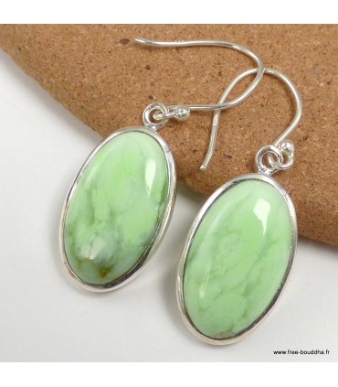 Boucles d’oreilles Chrysoprase citron ovales argent 925