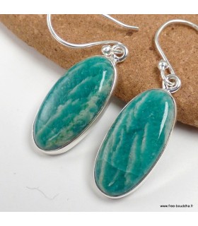 Boucles d’oreilles Amazonite du Brésil ovales en argent 925
