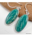 Boucles d’oreilles Amazonite du Brésil ovales en argent 925