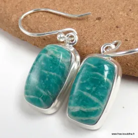 Boucles d'oreilles rectangulaires Amazonite brésilienne - Bijoux en Amazonite