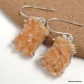 Boucles d'oreilles argent Heulandite brute - Boucles d'oreilles en pierres naturelles