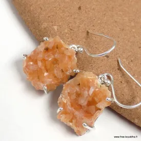 Boucles d'oreilles Heulandite brute - Boucles d'oreilles en pierres naturelles