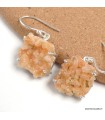 Boucles Heulandite brute d’Inde pendantes en argent 925 authentique