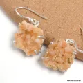 Boucles d'oreilles pendantes Heulandite brute - Boucles d'oreilles en pierres naturelles