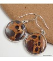 Boucles d’oreilles Bauxite naturelle ronde argent 925