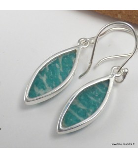 Boucles d’oreilles amazonite marquise authentique en argent 925
