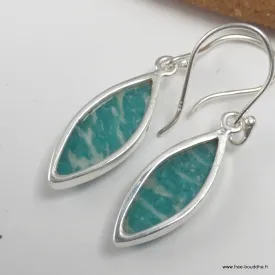 Boucles d'oreilles Amazonite forme marquise - Bijoux en Amazonite