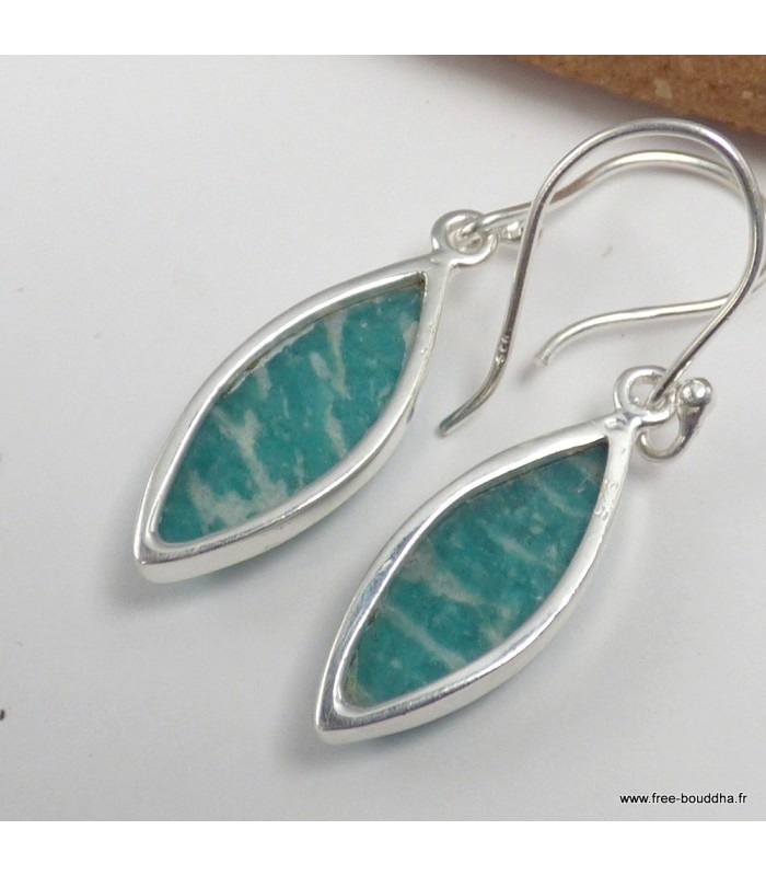 Boucles d’oreilles amazonite marquise authentique en argent 925