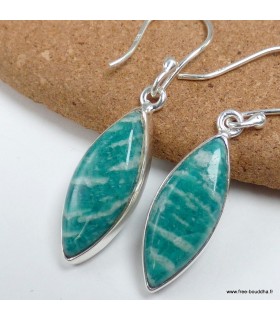 Boucles d’oreilles amazonite marquise authentique en argent 925