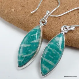 Boucles d'oreilles Amazonite forme marquise - Bijoux en Amazonite