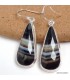 Boucles d’oreilles agate noire à bandes facettées goutte argent 925
