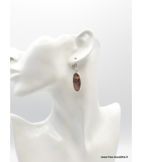 Boucles Jaspe Léopard authentique ovales argent 925