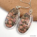 Boucles d'oreilles Jaspe Léopard ovales, argent 925 - Bijoux en Jaspe