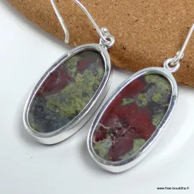Boucles d'oreilles Jaspe Héliotrope ovales - Boucles d'oreilles en pierres naturelles