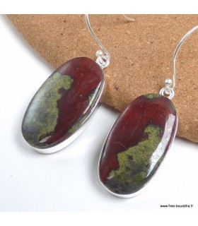 Boucles d’oreilles jaspe héliotrope Australie ovales argent 925