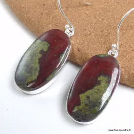 Boucles d'oreilles Jaspe Héliotrope ovales - Boucles d'oreilles en pierres naturelles