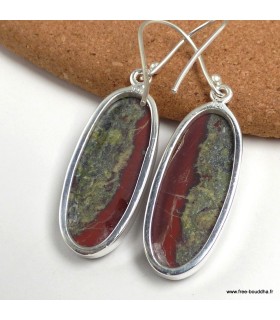 Boucles jaspe héliotrope Australie en argent massif 925