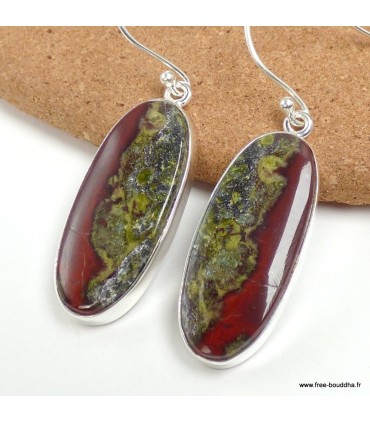 Boucles jaspe héliotrope Australie en argent massif 925