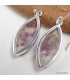 Boucles tourmaline rose quartz marquise authentique argent 925
