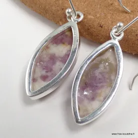 Boucles d'oreilles Tourmaline rose sur quartz marquise - Bijoux en Tourmaline Rose