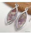 Boucles tourmaline rose quartz marquise authentique argent 925